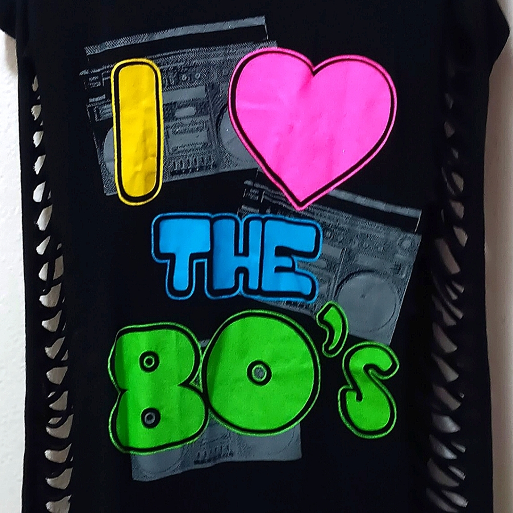 - ***I ❤️ THE 80'S*** TANK TOP WITH OPEN LATTICE SIDES